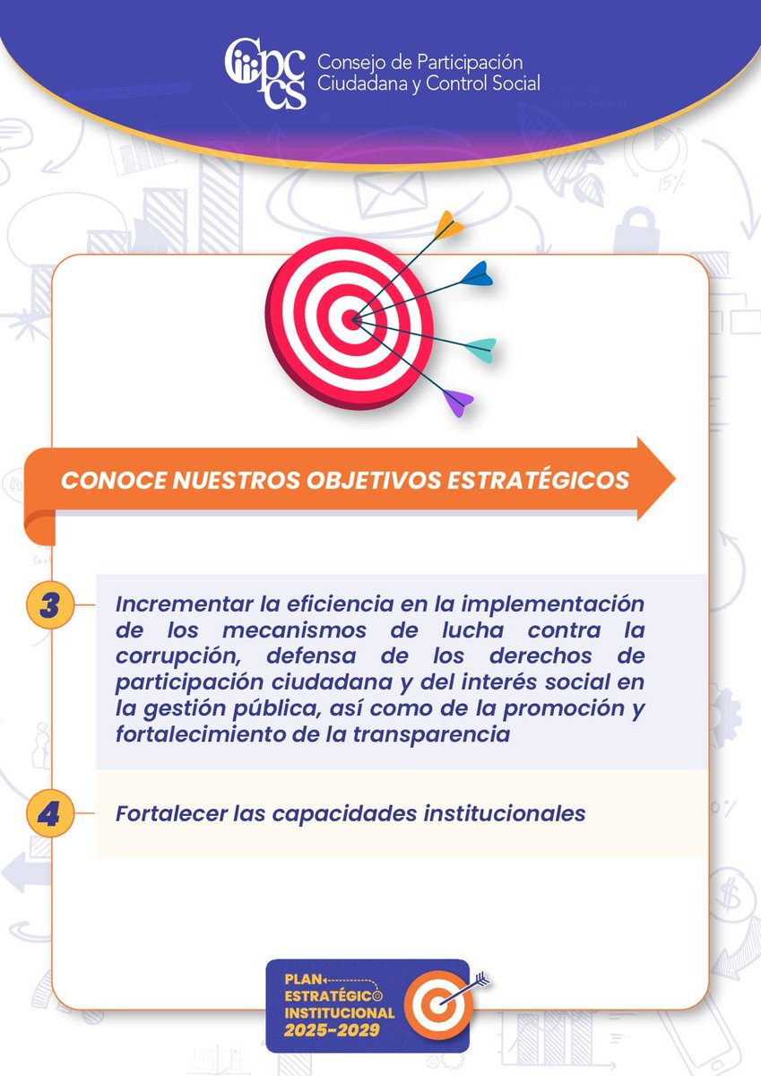El CPCCS tiene la misión de promover los derechos de participación y luchar contra la corrupción.

Para conocer las acciones que implementamos para cumplirla, te presentamos nuestro Plan Estratégico Institucional.⬇️
heyzine.com/flip-book/b064…