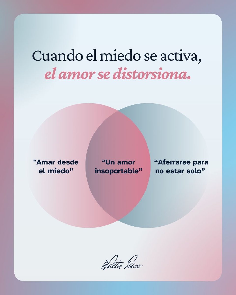 Walter_Riso's tweet photo. ¿Es amor si te obliga a perder tu esencia?
En el seminario “Amores insoportables: cuando el miedo al abandono y a la soledad nos atrapa” aprenderás a identificar vínculos dañinos y a recuperar tu fuerza interior.

📅 28 de marzo de 2026
⏰ 10:00 COL | 09:00 MEX | 08:00 LA | 11:00 MIAMI | 12:00 ARG | 16:00 ESP

👉🏼 https://t.co/Sl2mNpsJjm