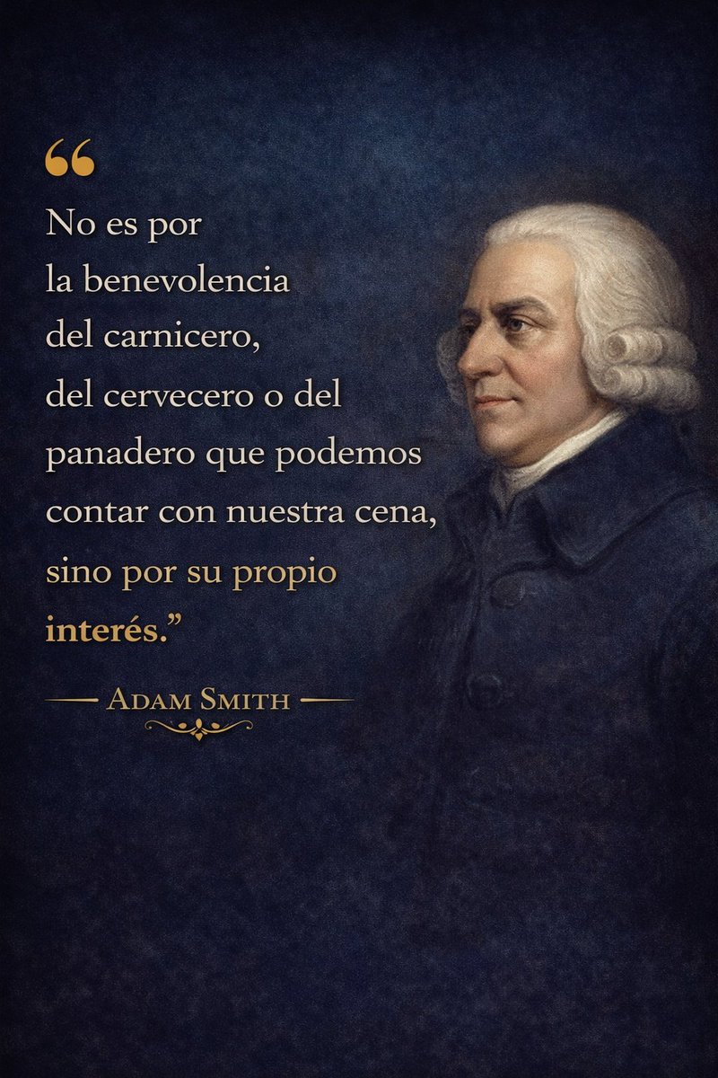 ❝No es por la benevolencia del carnicero, del cervecero o del panadero que podemos contar con nuestra cena, sino por su propio interés.❞ 
— Adam Smith