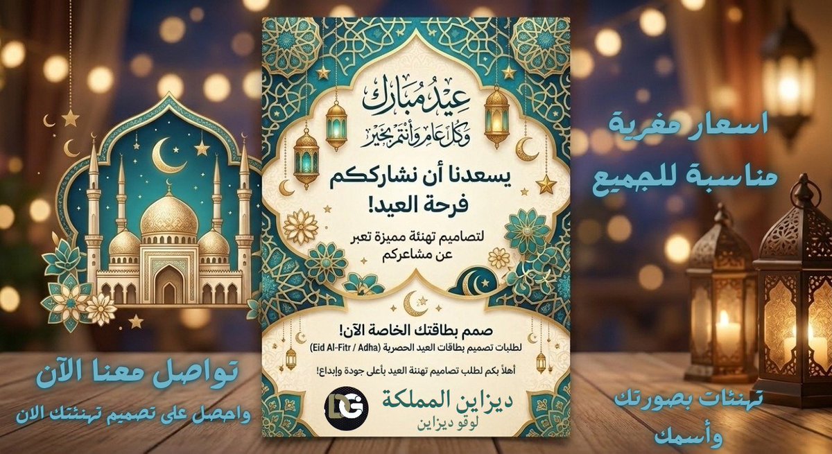 prof_desin's tweet photo. هل تبحث عن التميز في معايدة هذا العام؟
في "ديزاين المملكة"، نصمم لك "هوية تهنئة" تجمع بين الفن والدقة، لتصل مشاعرك لمن تحب بأبهى صورة.
​🔹 تصاميم حصرية.
🔹 لمسات احترافية بالاسم والصورة.
🔹 أسعار مناسبة للجميع.
​🚀 احجز مكانك في قائمة التميز الآن.. تواصل معنا خاص #عيد_الفطر_١٤٤٧ه https://t.co/lpjzZcBtD7