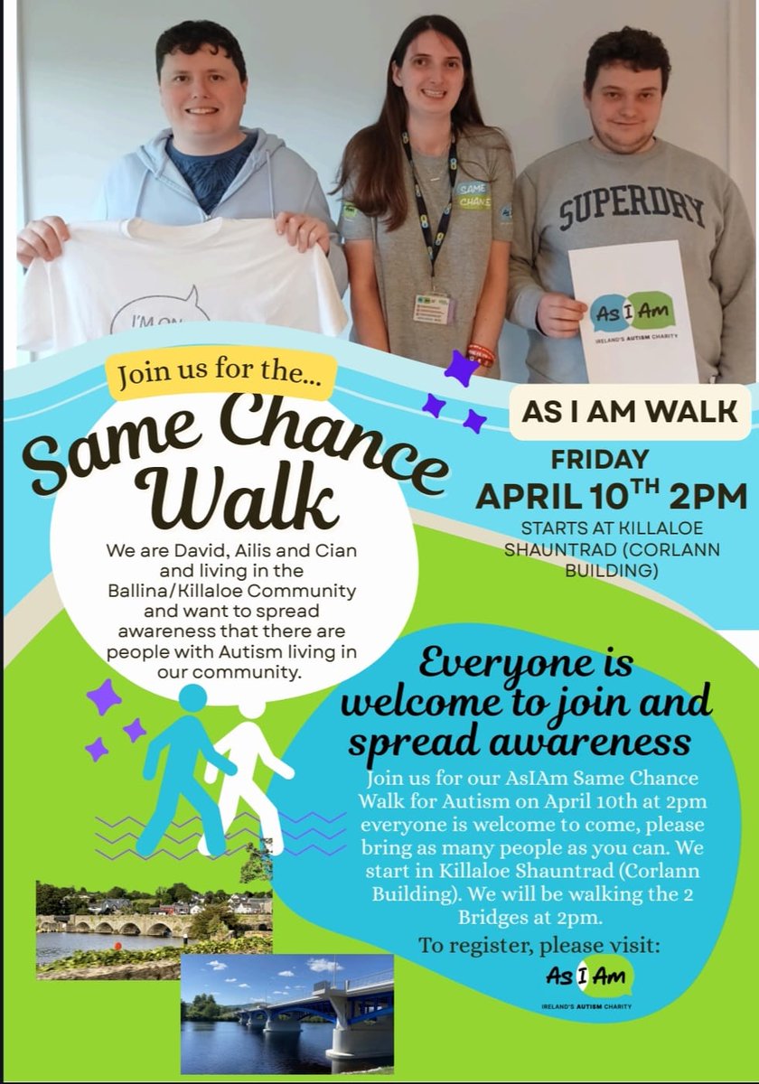 Some of our former students are organising an Autism Awareness Walk on April 10th @ 2pm in partnership with AsIAm to mark World Autism Month this April💙
Now attending Corlan Services, they continue to make a positive impact in their community.👏 #SameChance  @asiamireland #AsIAm