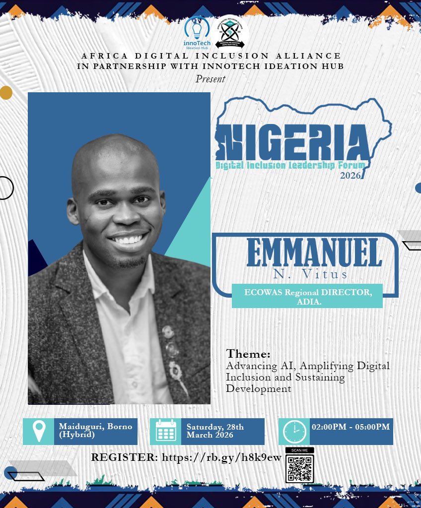 emmanuelnvitus's tweet photo. I’m honored to be invited as a Speaker at the Nigeria Digital Inclusion Leadership Forum 2026 for a powerful gathering shaping the future of technology, inclusion, and sustainable development across Africa. https://t.co/r8ftuoJ57f