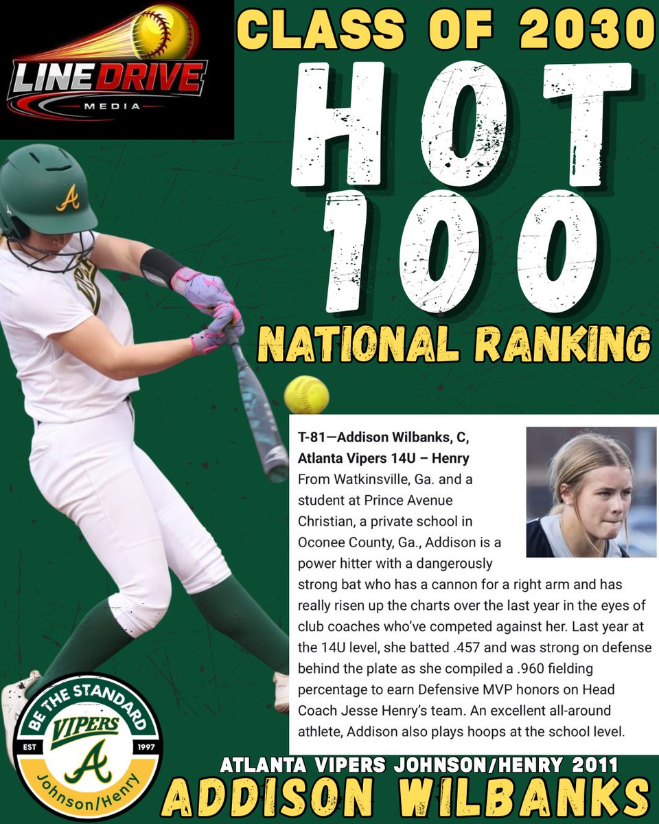 AddisonWilbanks's tweet photo. So grateful!!! 🫶Thank you for the recognition Line Drive Media!!!🐍🥎❤️ @LineDSoftball
@ExtraInningSB
@thevipernation
@softballDown
@maxpreps
@connectsports_
@VipersJ_H2011
@SportPrepX
@TopPreps
@thealliancefp
@softbalamerica
@LegacyLegendsS1
@IHartFastpitch
@fastpitchwatch
@PrepSoftball @KSUOwlsSB
@CoastalSoftball
@SamfordSB
@CofCSoftball
@UNGSoftball
@_GSWSoftball
@USCBSoftball
@FurmanSB
@USCBSoftball
@PiedmontSB