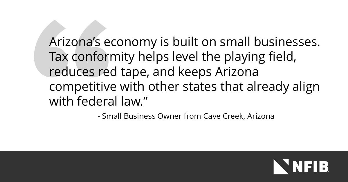 Arizona’s job creators are asking for predictability, not politics. Tax conformity helps keep our state competitive and pro-small business. ow.ly/v4B450YpPtN