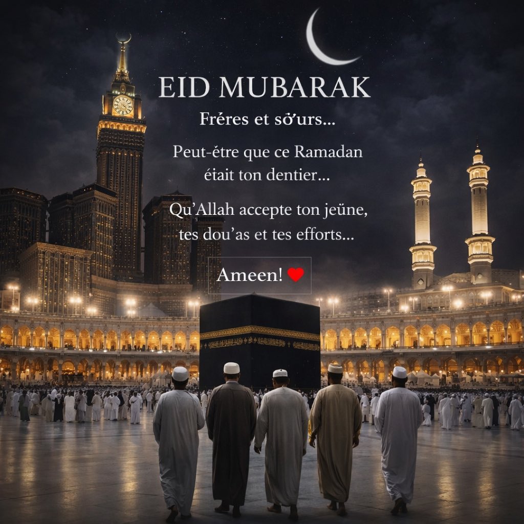 IsgRahmany's tweet photo. Aïd Moubarak à mes frères et sœurs. Qu'Allah accepte nos jeûnes et nos prières et nous permette de vivre le prochain Ramadan 🤲🏻 https://t.co/6w2mwHzRbg