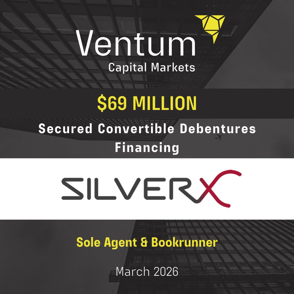 VentumFinancial's tweet photo. Ventum Capital Markets acted as Sole Agent on C$69 million convertible debenture offering for Silver X Mining to advance the Company’s projects in Peru.

@Silver_X_Mining is a Peruvian silver producing company that is focused on its district-scale Nueva Recuperada asset. Silver X has a strong growth mindset, positioning itself to be a premier silver mining company and targeting 6Moz of AgEq production p.a. by 2029.

Acting as sole agent and sole bookrunner, Ventum leveraged its extensive investor network to deliver C$69M financing for Silver X through a brokered, best-efforts private placement of convertible notes. The offering included full exercise of the overallotment option, reflecting strong investor demand. This transaction demonstrates Ventum’s ability to structure bespoke capital solutions and deliver successful outcomes efficiently, in complex and time-sensitive financings.

The offering comprised C$69 million of secured convertible debentures, convertible at C$1.62, bearing interest at 10.0% per annum and maturing five years following closing. Net proceeds of the offering are intended to be used for development, working capital and for general corporate purposes.

This deal was originated by Ventum’s Mining Investment Banking Team, led by Joseph Gallucci, Managing Director, Head of Mining Investment Banking.

#VentumCapitalMarkets #InvestmentBanking #MiningFinance #CapitalMarkets