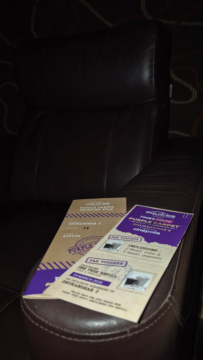 timesprime's tweet image. That’s a wrap on #TimesPrimePurpleCarpet 🎬
An exclusive screening of Dhurandhar 2, packed with cheers, popcorn &amp;amp; pure main character moments 🍿✨

See you at the next show 😉

#TimesPrime #Dhurandhartherevnenge #MovieRelease