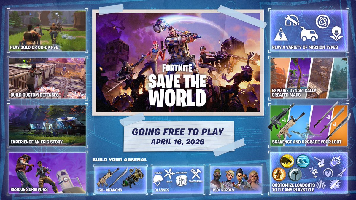 GankerGames's tweet photo. ❄️⚔️ SALVAR EL MUNDO GRATIS EL 16 DE ABRIL  

Fortnite promociona que el modo PvE será gratuito y estrenará una nueva zona ese mismo día.  

#Fortnite #FortniteNews #GamersMéxico #EpicGames #SalvarElMundo https://t.co/dn60CD2Gxm