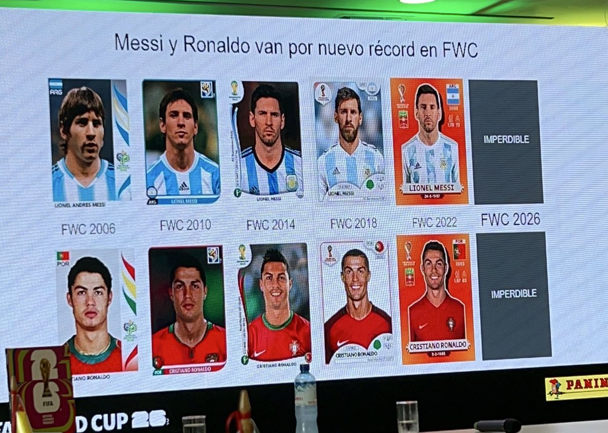 Luccinaz's tweet image. Alguien tiene todas las anteriores?🥹😭 #WorldCup  #Panini #Messi y #CristianoRonaldo ⚽️🏆 The last dance 🕺🏻.