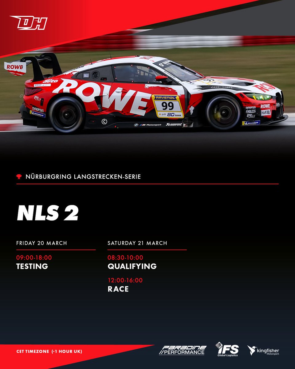 We’re ready to go racing at the Nürburgring!

Fortunately, no sign of snow this week 🌤️

⏱️ livetiming.azurewebsites.net/event=20?confi… 
📺 youtube.com/@VLNOFFICIAL/s…

#NLS #BMWMMotorsport