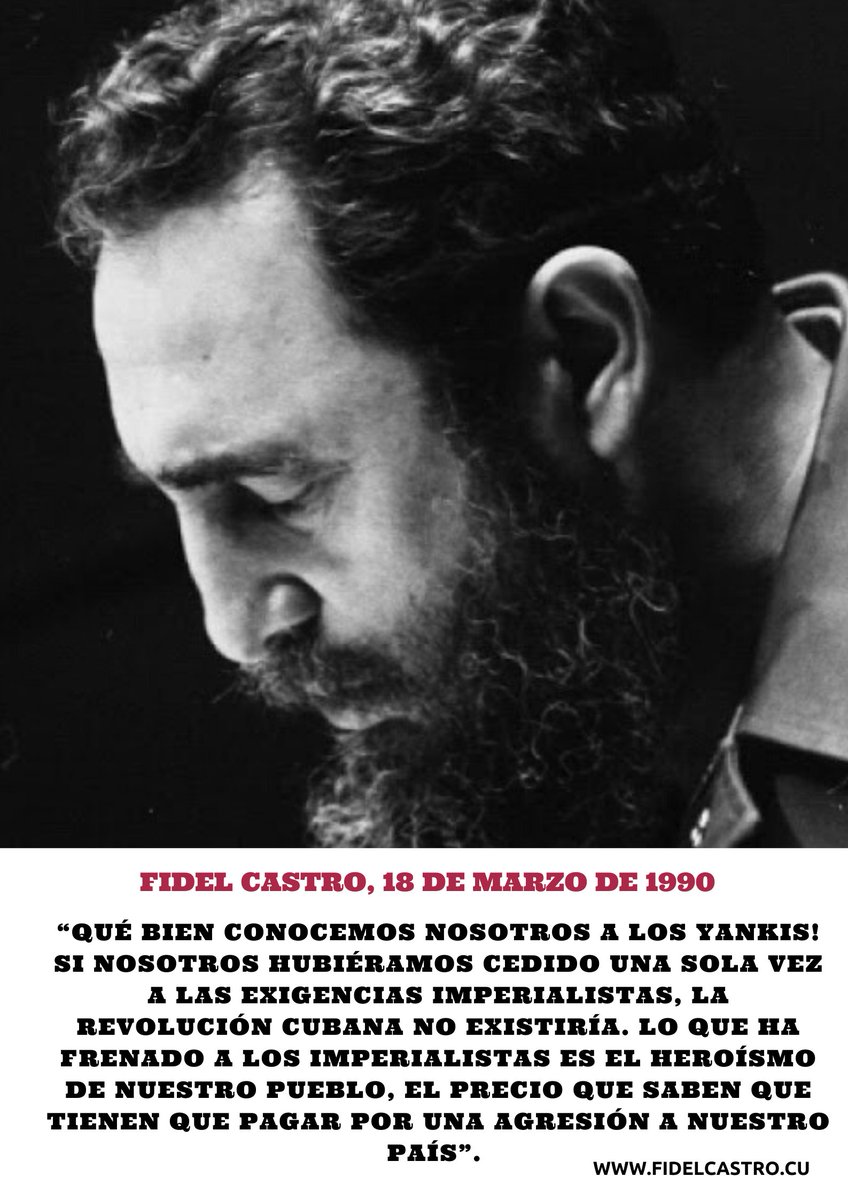 Fidel :“Si nosotros hubiéramos cedido una sola vez a las exigencias imperialistas, la Revolución Cubana no existiría. Lo que ha frenado a los imperialistas es el heroísmo de nuestro pueblo (...). #LatiendoConFidel <a href="/DiazCanelB/">Miguel Díaz-Canel Bermúdez</a> <a href="/DrRobertoMOjeda/">Dr. Roberto Morales Ojeda</a> <a href="/AlfreMene37409/">Alfre Menendez</a>
