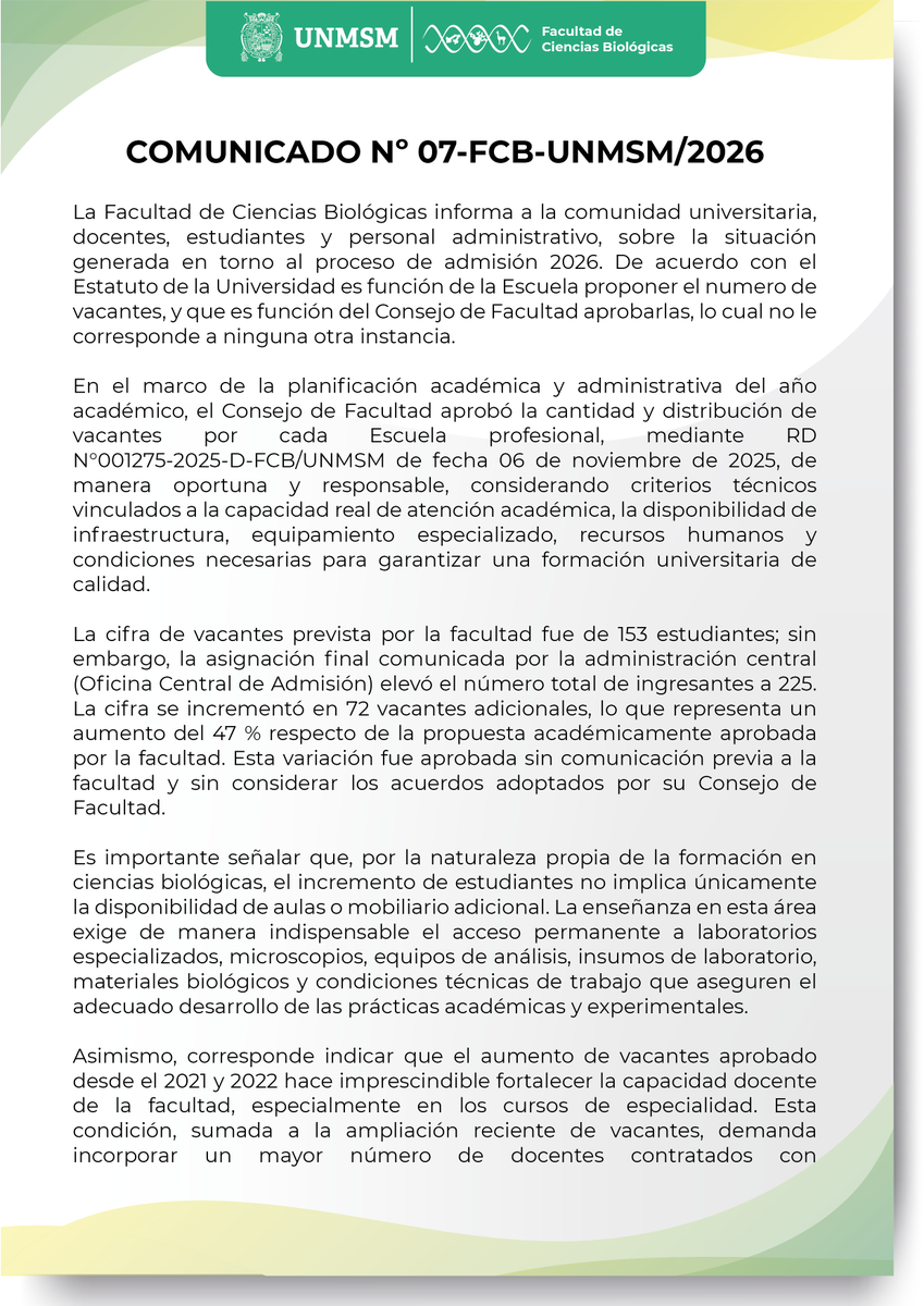 Ciencias Biológicas - UNMSM tweet media
