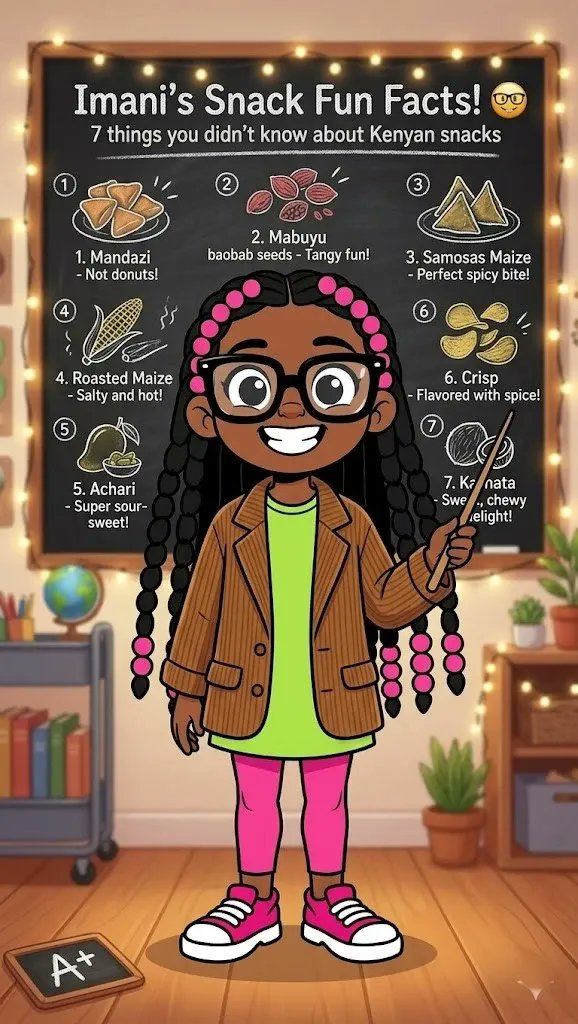 tayari_live's tweet image. Swipe through for 7 surprising facts about traditional Kenyan snacks.

👇🏾 DM 'YUM' for Imani's printable snack fact cards.

:
#KenyanSnacks #FunFactsForKids #TraditionalFood #TayariLive  #SnackTime