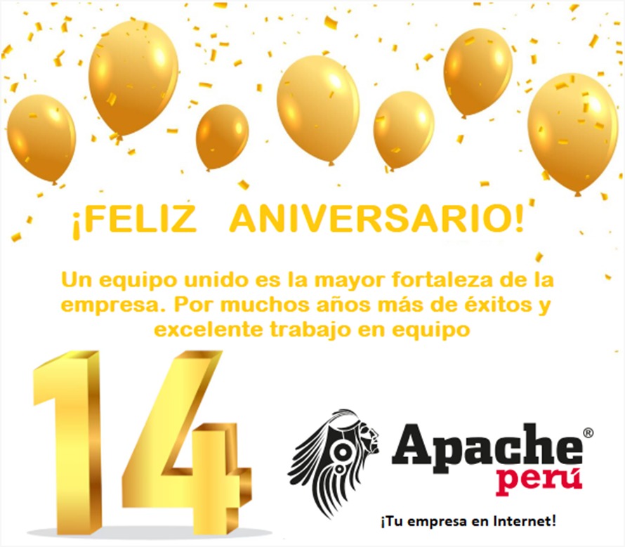 apacheperu's tweet photo. Hoy celebramos con orgullo los 14 años de trayectoria de nuestra empresa Apache Perú, una empresa que ha sabido crecer con innovación, compromiso y pasión por brindar soluciones de calidad.

https://t.co/R1EsBuexbq https://t.co/V7vtZlQPMg