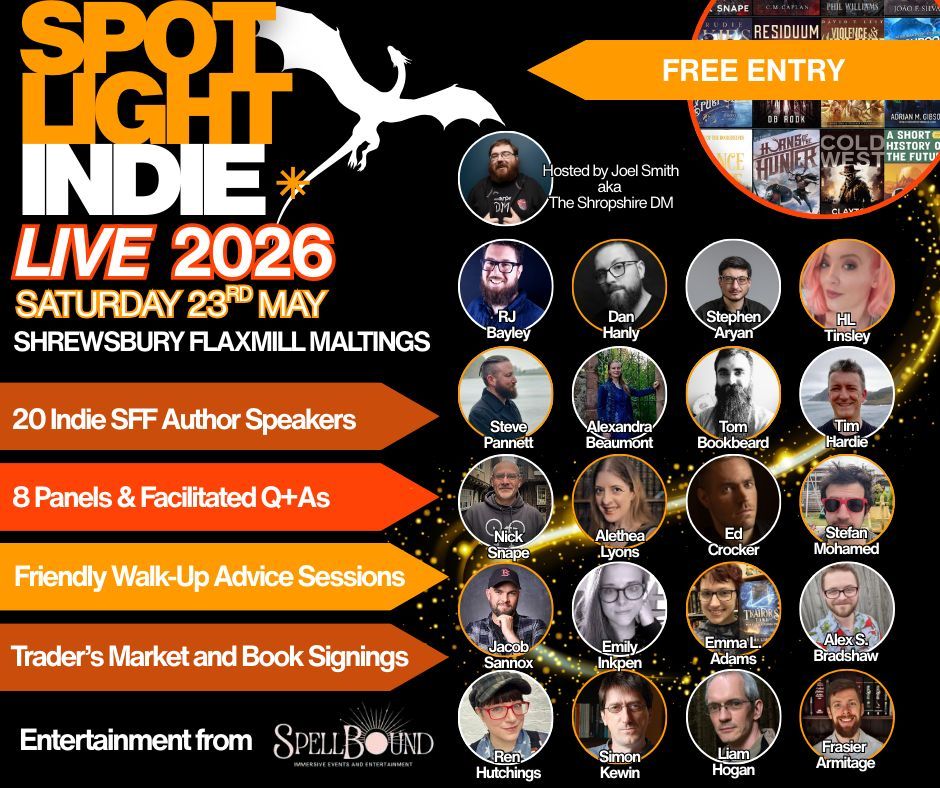 SpotlightIndie_'s tweet image. Are you coming to Spotlight Indie Live? Our FREE TO ATTEND event takes place at Flaxmill Maltings, #Shrewsbury on 23rd May - a day of panels, talks, travelling bards, book signings and indie book market. spotlightindie.co.uk #IndieAuthor #AuthorEvents #IndieBooks #ReadIndie
