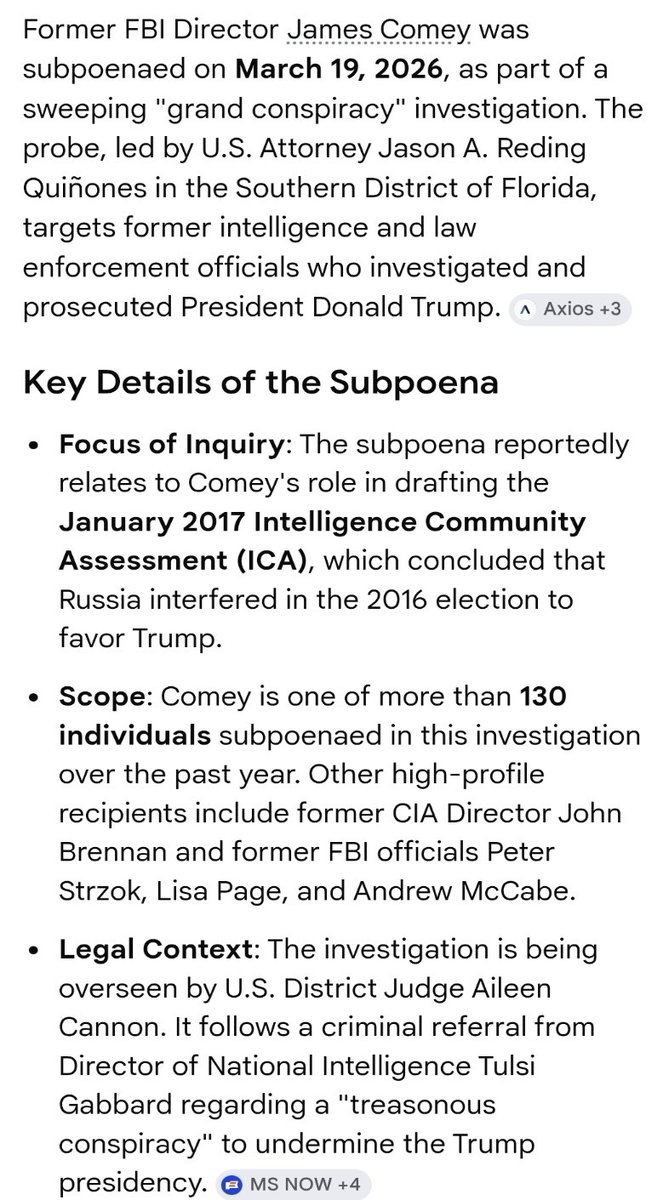 Former FBI Director CORNEY Subpoenaed...
