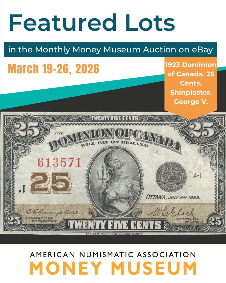 ANACoins's tweet image. Time to place your bids! 🙌🪙 This month’s eBay auction runs until Thursday, March 26. ANA members receive a 20% discount on winning bids (excluding gold coins). All proceeds support the @MoneyMuseumCS mission. View lots: ebay.to/4sljvUF #CoinCollecting #CoinAuction
