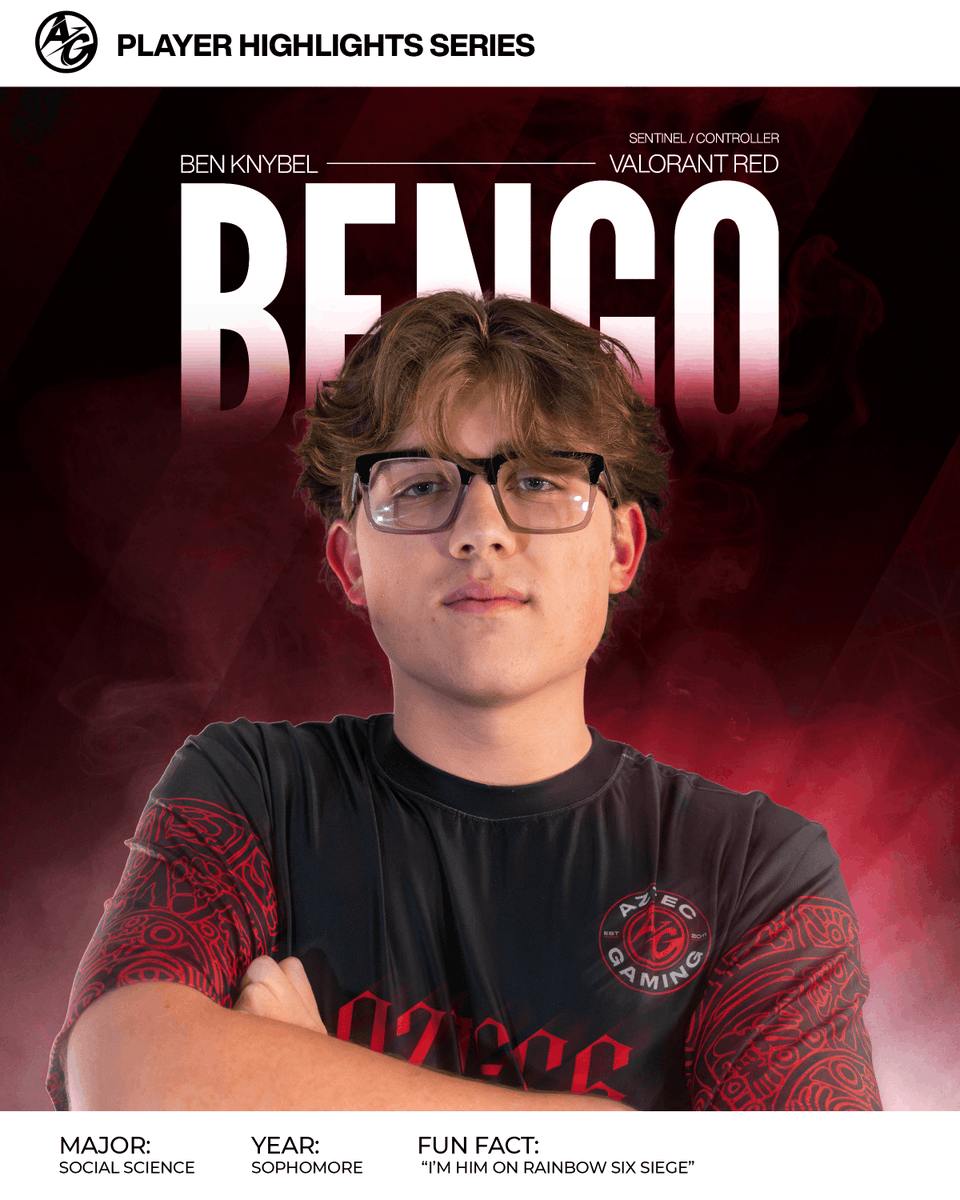aztecgamingsdsu's tweet photo. 📸 PLAYER HIGHLIGHTS - BENGO @bengoshoots

Ben "Bengo" Knybel is a sentinel / controller for Valorant Red.

As one of the strongest personalities in the club, Bengo always keeps things entertaining, especially within the Valorant Red chat. ❤️✅

#SDSU #Esports #Valorant https://t.co/ppeVv62STA