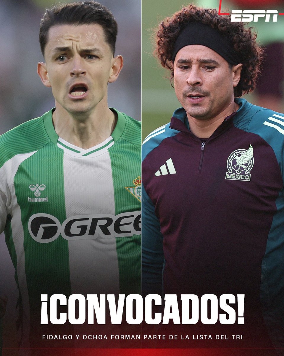 🇲🇽 Álvaro Fidalgo y Guillermo Ochoa van a Selección Mexicana 

✍️ Javier Aguirre incluyó a ambos en la lista para los juegos ante Portugal y Bélgica de la próxima Fecha FIFA

🚨 También llaman la atención la convocatoria de Obed Vargas, Danzell García y Guillermo Martínez