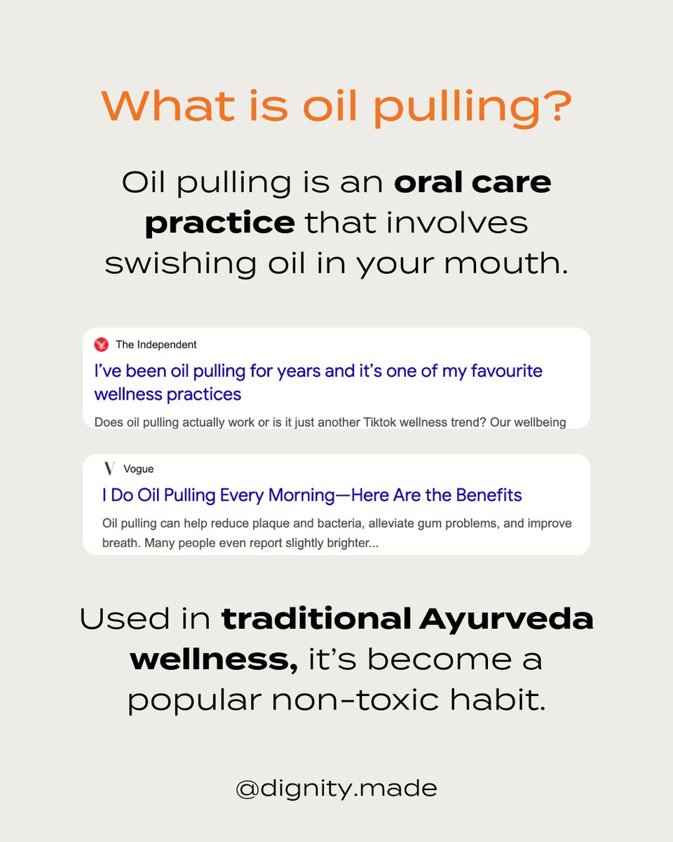 dignity_made's tweet photo. Your oral care routine starts before you brush! 🦷 Join millions who have made oil pulling part of their non-toxic oral care routine &amp; try the Oil Pulling Kit that makes it easy to start oil pulling: https://t.co/Edgsurue3D https://t.co/8VRDpDiixU