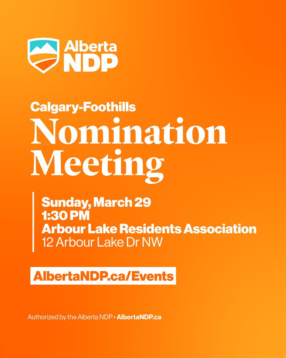 CourtEllingson's tweet photo. Many ask me how to get involved when there are so many concerns about Provincial Government policy-this is the opportunity!
Join us at our Alberta NDP nomination meeting in #CalgaryFoothills!
Let’s give Alberta hope!
RSVP: https://t.co/tgjIPGlcpM
#abpoli #ableg https://t.co/zJxXJcVNTc