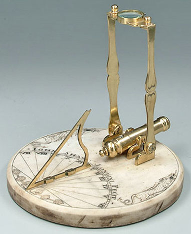 archpng's tweet image. A sundial that fired a cannon at noon.
This English brass and marble “noon cannon” used sunlight concentrated through a lens to ignite the fuse exactly at midday — a type of device used in Europe from at least the 1600s to the 1800s.