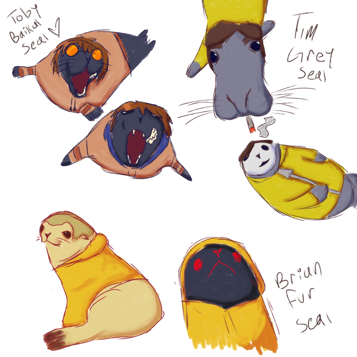 the proxy gang as seals bc it’s cool I thunk

#marblehornets #crptwt #seatwt