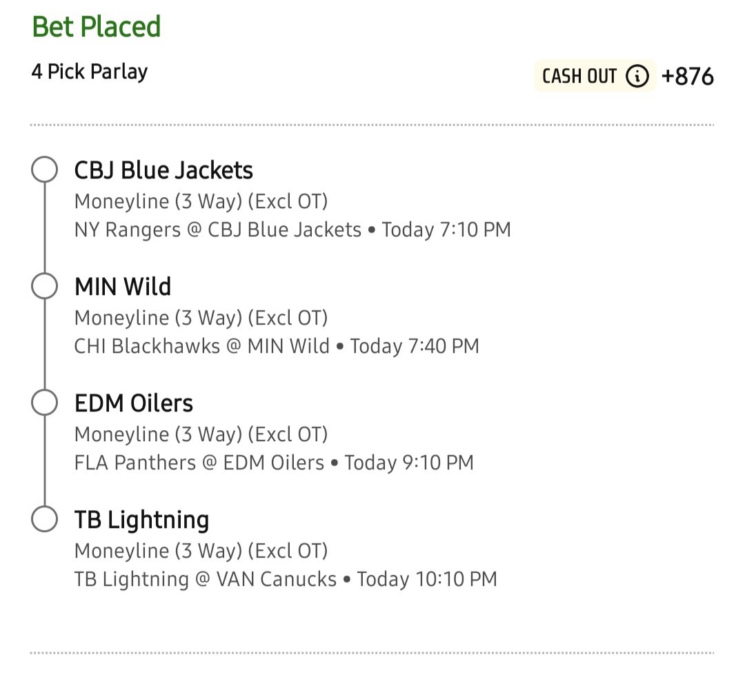 JJimJohns's tweet photo. Ripping out a new ride or die 4 leg degen parlay #parlay #sportsbettingx #nhl https://t.co/siXN1ZdyDf