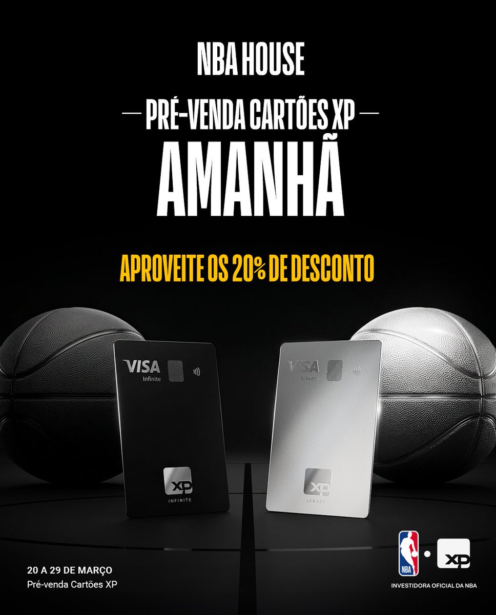 NBABrasil's tweet image. Amanhã começa a PRÉ-VENDA CARTÕES XP para a NBA House! 🔥🏀🏡 

Você pode ser o primeiro a garantir lugar na maior experiência da NBA no Brasil com uma promoção INCRÍVEL! 🤩

#NBAHouse #XPnaNBA @xpinvestimentos