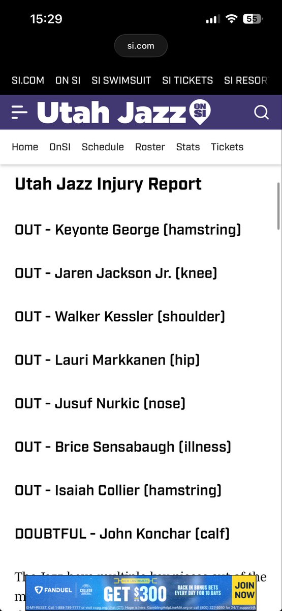 ryanreid143's tweet photo. @utahjazz @RyanQualtrics Jazz fan my whole life &amp; have had season tickets for over 15 years. But this injury report is INSANE. I’m taking my son to the game tonight &amp; he’s in tears knowing more than half the team isn’t even playing. At least suit up for the fans. RIDICULOUS. Smh. https://t.co/wnAV9C12R6