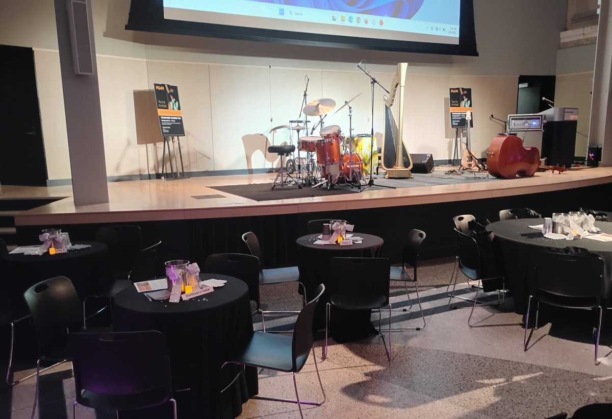 TailoredInNYC's tweet image. The #stage awaits the great @harpista_ at #MAM.  🪉 (cc: @WBGO)  #groundgame