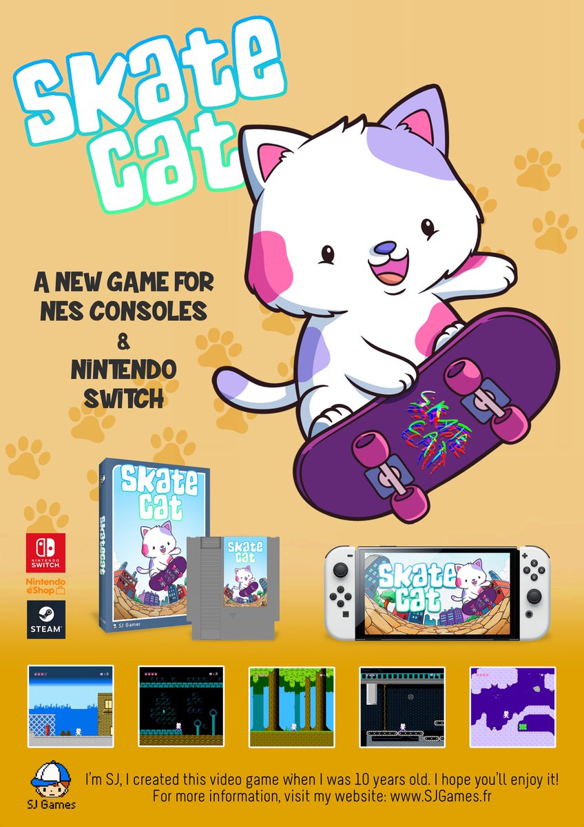 dale_coop's tweet image. A NES platformer with a cat on a skateboard… sounds fun, right? 🐱🛹
That’s SkateCat, a game by SJ Games (with a bit of me in it 😉)

Give it a try: dale-coop.itch.io/skatecat-sj-ga… 

#NES #homebrew #nesdev #indieNES #NESmaker #indiegames #gamedev #ファミコン #同人ゲーム