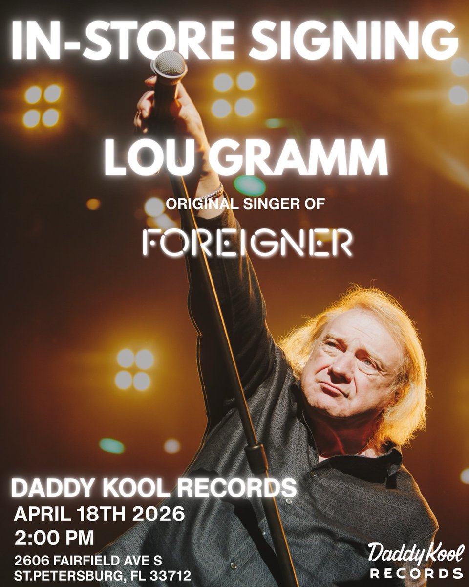 GrammLou's tweet photo. @daddykool727 St Pete, In Store Signing for Record Store day!  4.18.26 at 2pm https://t.co/hB1o0mOMWf
