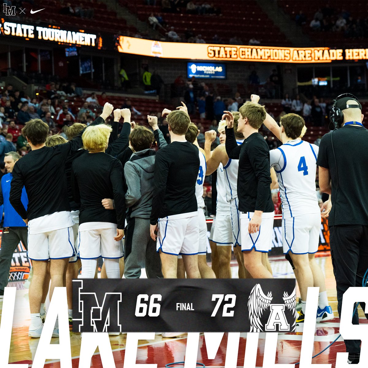 So much pride. Our boys left it all on the line. Incredible season: 26 wins and a State appearance. So many milestones along the way. You made Lake Mills proud. Thank you to our seniors. You will be missed. #LCatPride
