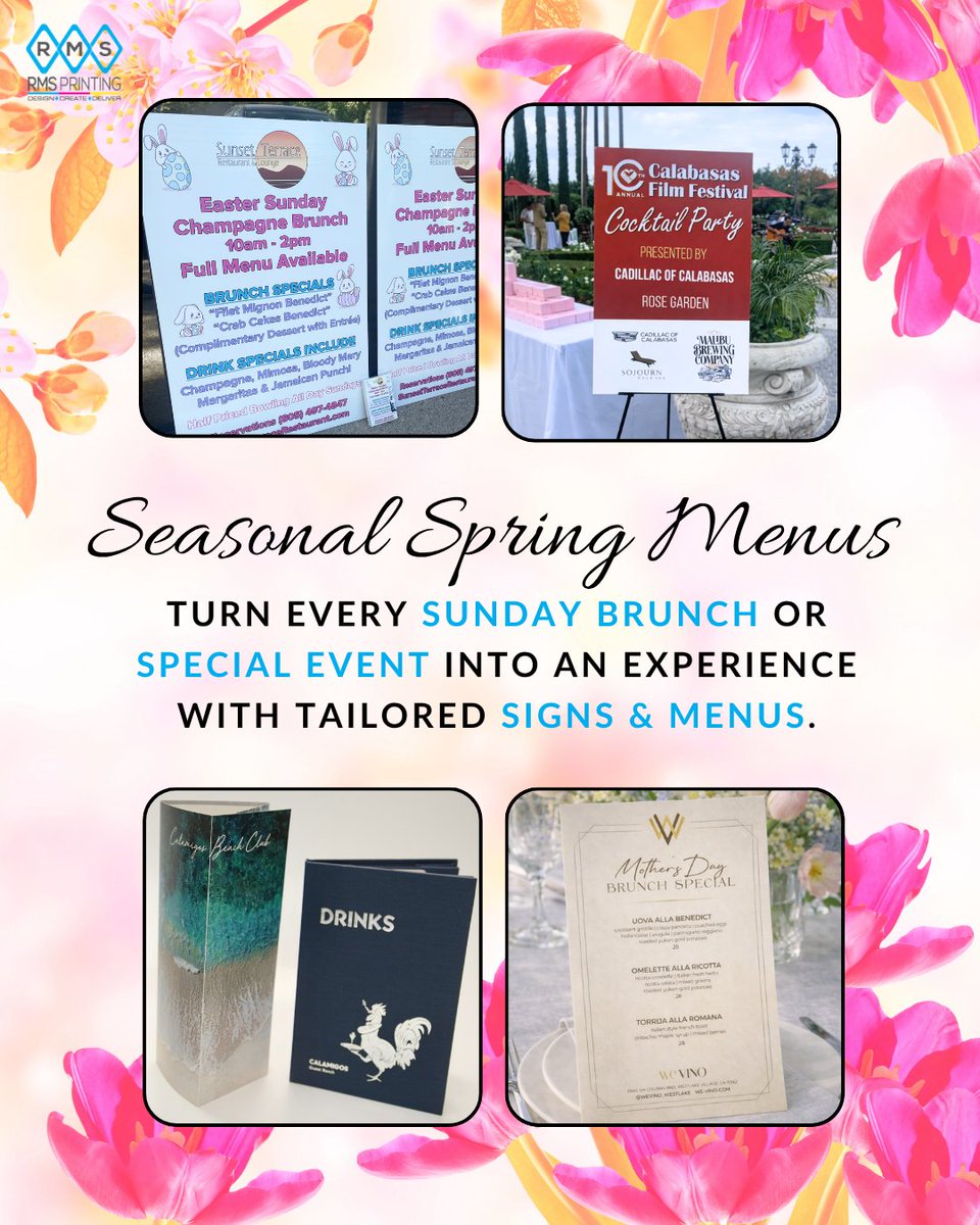 RMS_Printing's tweet photo. Restaurant owners &amp; managers 🌷
Spring holidays are coming—are your menus &amp; event promos ready? We design menus, signage, mailers &amp; more to help you stand out. 📩 Let’s get you ready for Easter &amp; Mother’s Day: info@rms-printing.com https://t.co/2hQwww6MkC