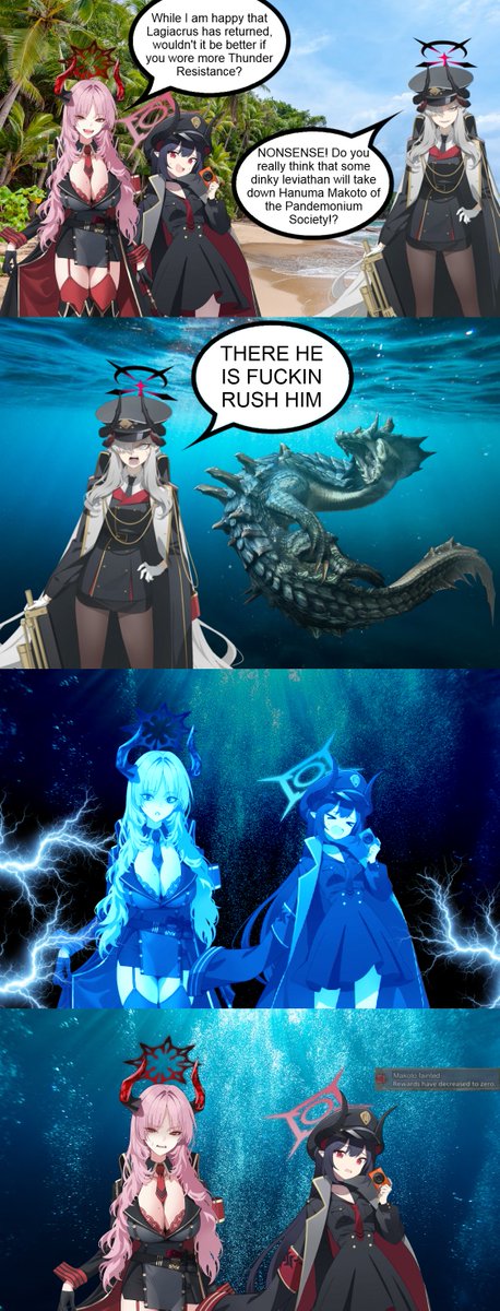 four idiots except it's me combining two of my biggest hyperfixations together 
#BlueArchive #MonsterHunter