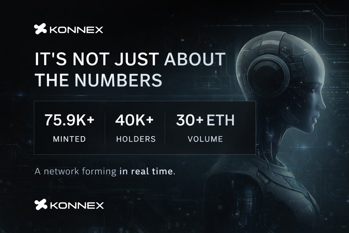Chilala042's tweet photo. The @konnex_world Autonomous Units mint is not just about the numbers. Yes, 75K+ units have been minted already. But that’s not even the part that caught my attention.
What really stands out is that 
over 40K+ people are holding.

This is actually starting to feel like something bigger, You can see the community energy around it. That kind of consistency says a lot.

It feels like a shift is happening, and honestly, I’m interested to see what the next chapter looks like after the mint closes.
Because right now, it’s not just noise, there’s real attention and real belief behind it.