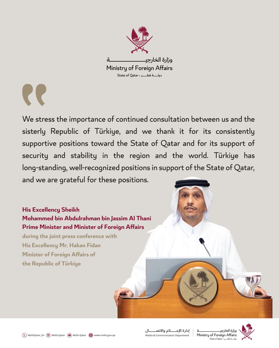 Ministry of Foreign Affairs - Qatar tweet media