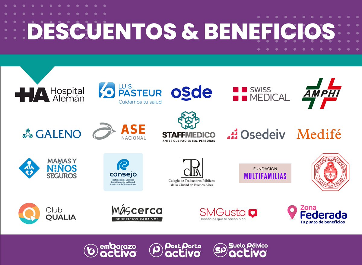 EMBARAZOACTIVO's tweet image. Atención mamás de Argentina 🇦🇷

Actividades en el #Embarazo y #PostParto

Tenemos beneficios y descuentos con Obras Sociales, Prepagas, Colegios Profesionales y Empresas para las #Clases + #Charlas temáticas Ondemand 24/7.

Actívate en cualquier momento del mes!