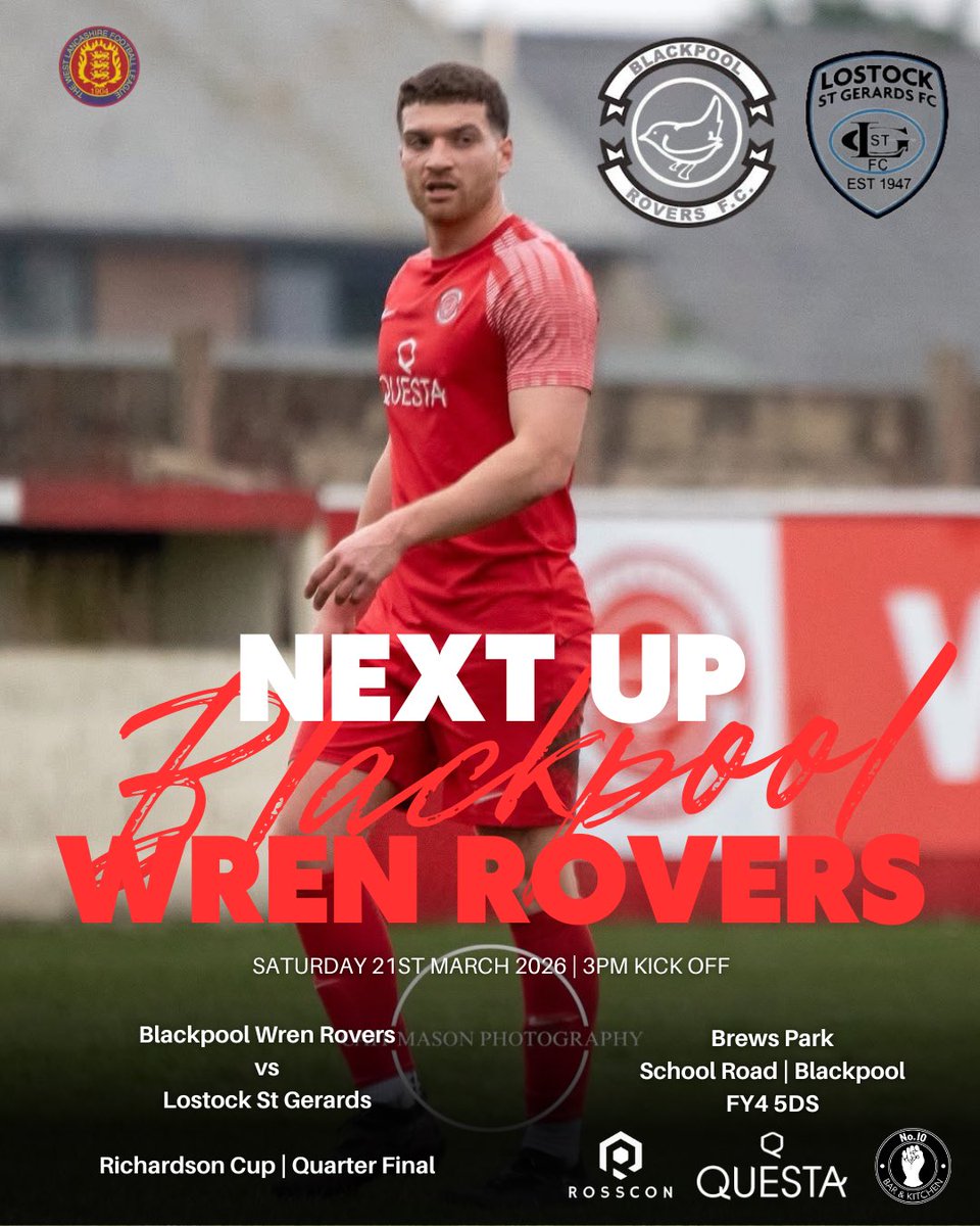🔴| 𝗡𝗘𝗫𝗧 𝗨𝗣 | 𝗟𝗢𝗦𝗧𝗢𝗖𝗞 𝗦𝗧 𝗚𝗘𝗥𝗔𝗥𝗗𝗦 (𝗛)

On Saturday it’s Richardson Cup action at Brews Park as we host <a href="/LSGFC/">LSGFC</a> in the Quarter Final.

All support much welcomed and appreciated!

#𝚞𝚙𝚝𝚑𝚎𝚠𝚛𝚎𝚗𝚜 | 🐦‍⬛