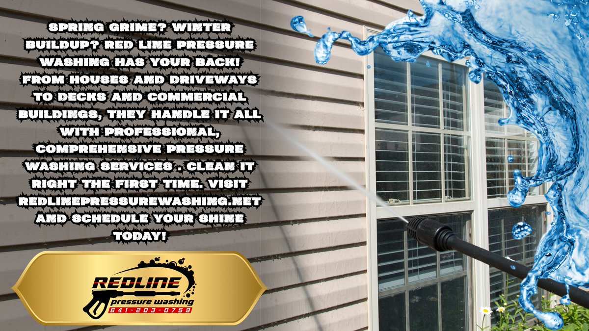 Ottumwa_Radio's tweet image. Spring grime still hanging on? 😏🧼

Red Line Pressure Washing takes care of siding, driveways, decks &amp;amp; more—done RIGHT the first time.

Time to bring that curb appeal back 🔥

#PressureWashing #SpringClean #ShopLocal