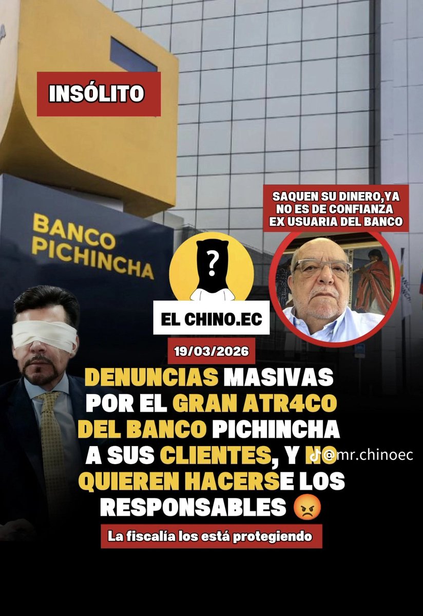 La nueva forma de feriado bancario: 
¡Yo te robo busca a quién reclamar!

Acosta sí nos advirtió: ¡Cámbiese de banco!, nos dijo. 
¿Lo recuerdan?

Somos necios 🤷

#BancoPichincha