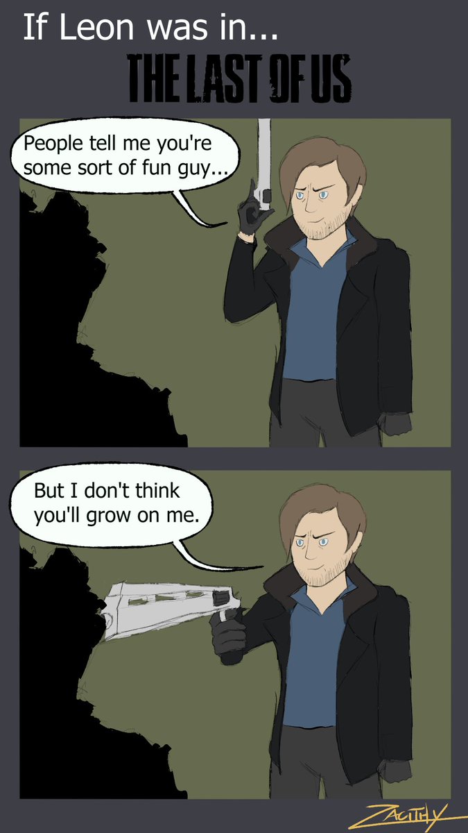 Zacithy's tweet photo. Get it? Because fungi sounds like fun g- 
#leon #residentevil #Re9 #requiem #LastofUs #Clicker #comic https://t.co/d9lEXGGf4v