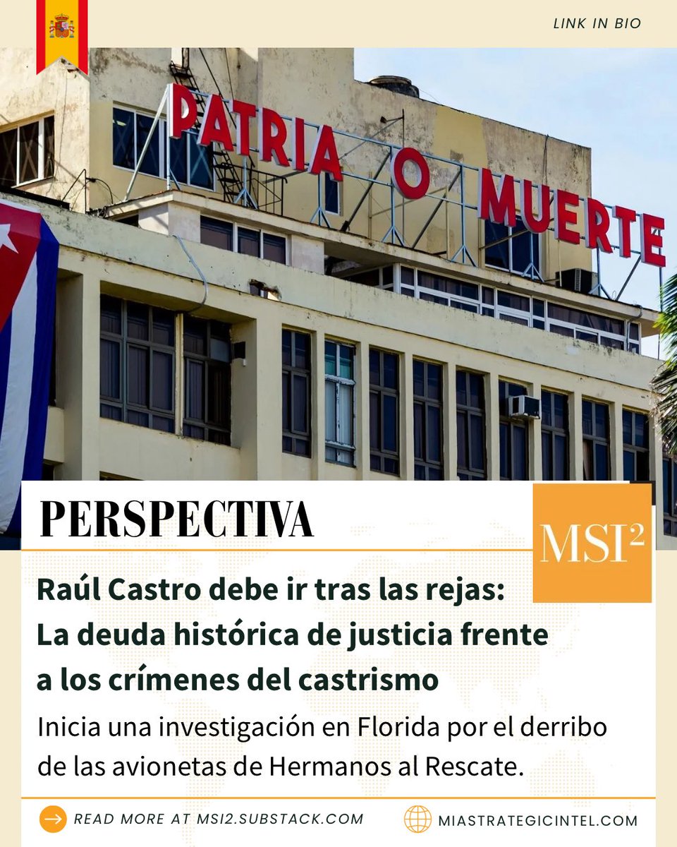 🇪🇸 PERSPECTIVA | Raúl Castro debe ir tras las rejas: La deuda histórica de justicia frente a los crímenes del castrismo

✍️ Pedro Corzo, analista sénior invitado, MSI² <a href="/PedroCorzo43/">Pedro Corzo</a> #RaúlCastro #Cuba #CubaLibre #Castrismo #HermanosalRescate

📰 ¡Enlace en la bio y primer