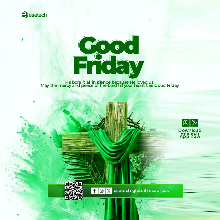esetechservices's tweet photo. Good Friday 💚

Today is a quiet reminder of love, sacrifice, and grace.
Take a moment to pause, reflect, and hold on to what truly matters.
May your heart find peace.
May your day be filled with calm and hope.

From all of us at Esetech, we wish you a meaningful Good Friday. https://t.co/U6mcDIgMvf