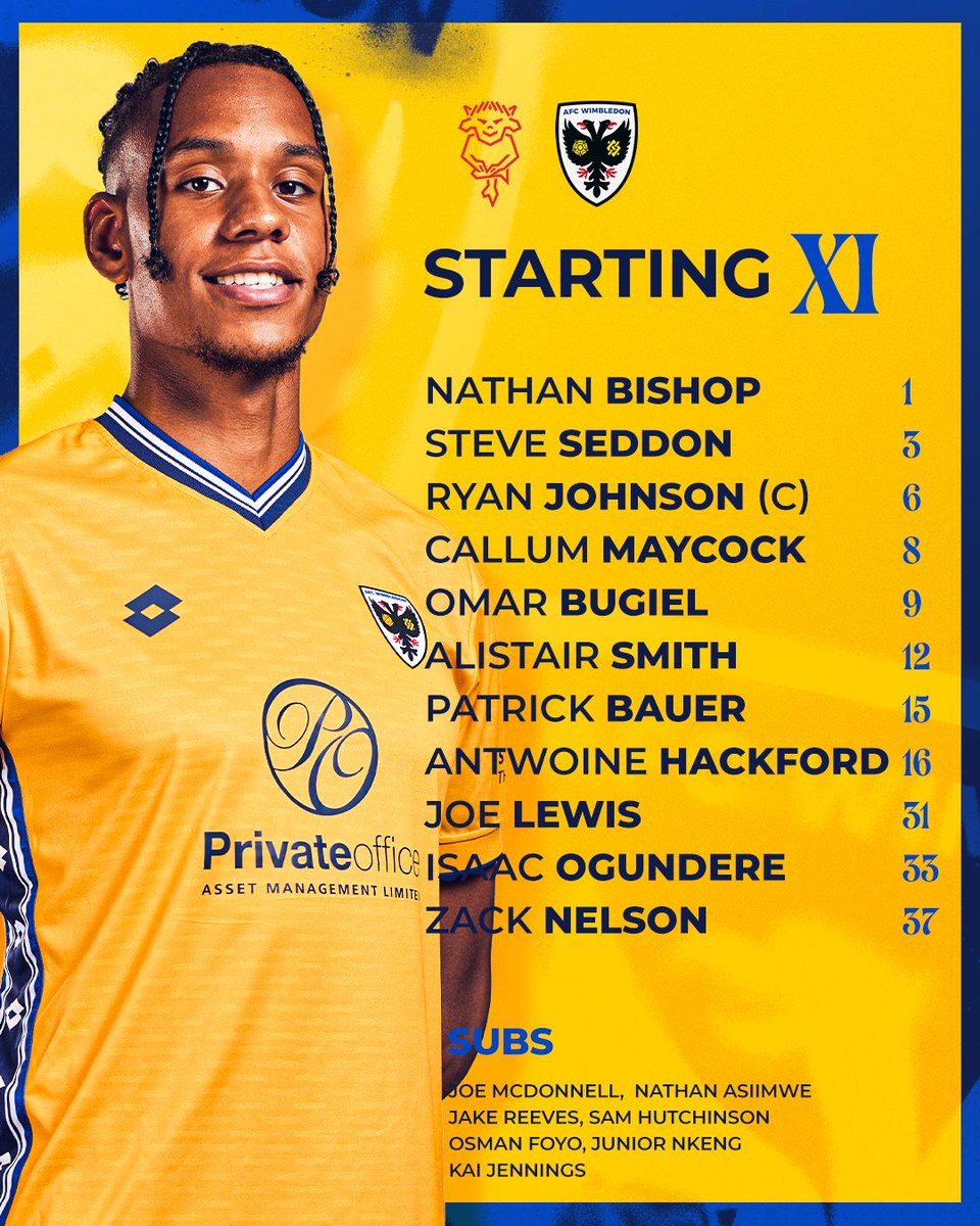 AFCWimbledon's tweet photo. Your Dons to face Lincoln this afternoon 👊

#AFCW 🟡🔵