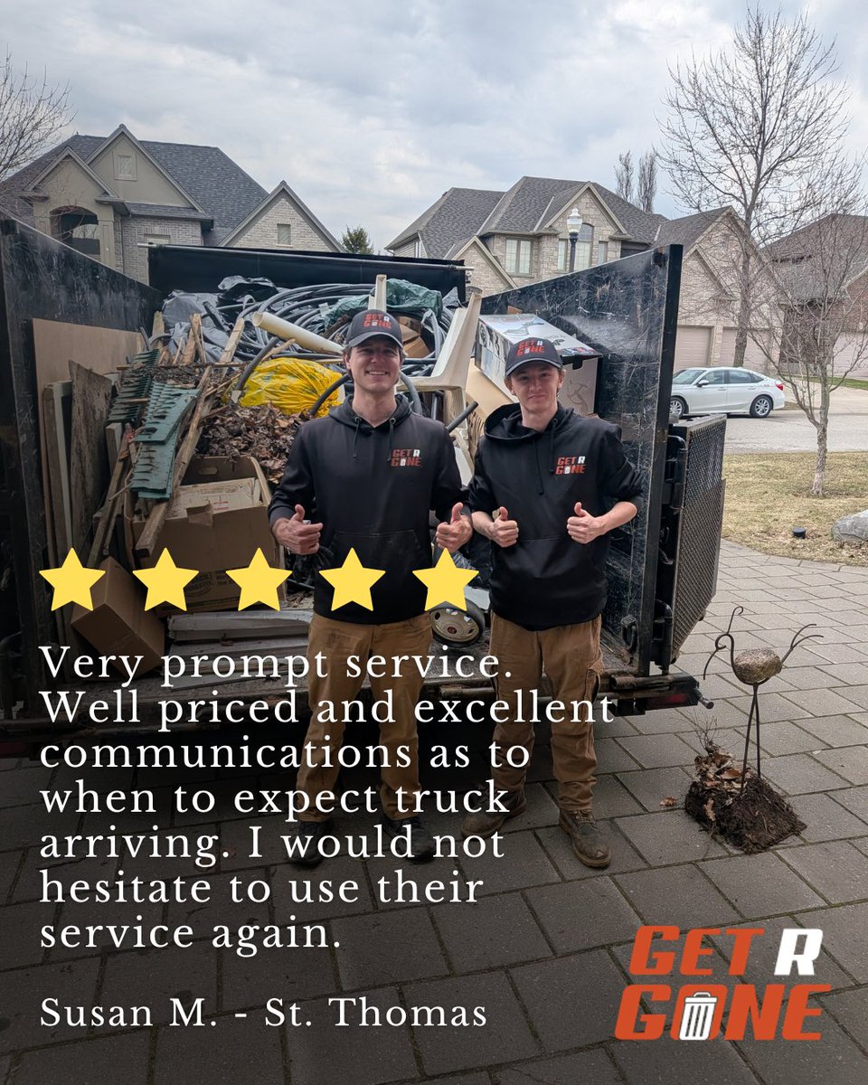 GetRGone's tweet image. “Very prompt service. I would not hesitate to use their service again.” – Susan M. St. Thomas

Thank you, Susan, for the kind words and for choosing us for your cleanup!

#getrgone #junkremoval #stthomason #promptservice #wellpriced #localbusiness
