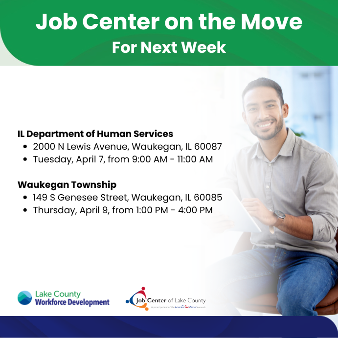 LakeCountyJobs's tweet image. 🚗 The Job Center is on the move!

We're bringing career support to YOU—connect one-on-one with a Job Center rep at a location near you and take the next step toward your goals.

📅 See where we’ll be next: ➡️ ow.ly/ZK6C50XtwCM

#JobCenterOnTheMove #LCWD #CareerSupport