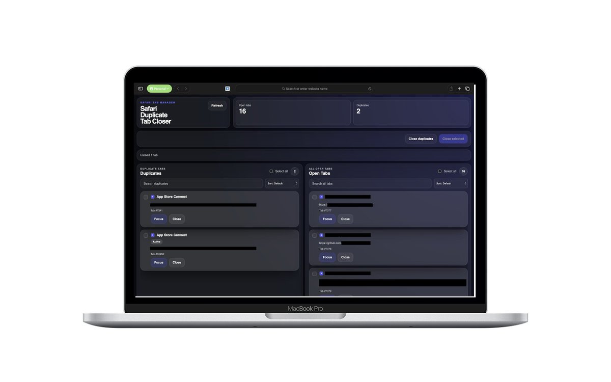 After 4 weeks, finally my app got accepted into App Store...

Safari Duplicate Tab Closer helps clean up duplicate tabs in one click and makes Safari tidy.

If you use Safari and keep ending up with tab chaos, this one’s for you.

apps.apple.com/us/app/duplica…
