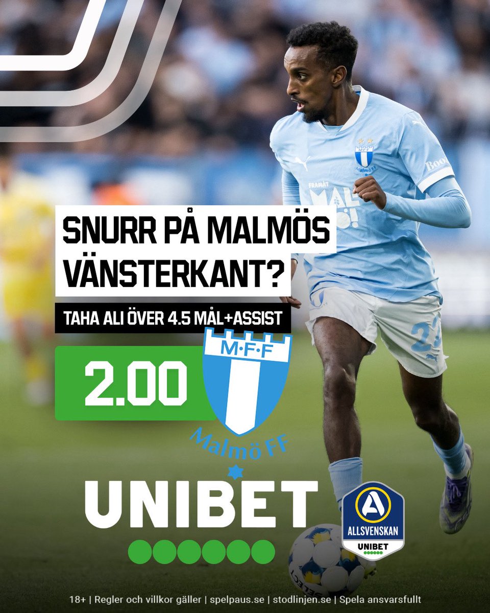 Unibet_Sverige's tweet photo. 👕 Taha Ali stod för två mål och två assist på 26 matcher förra säsongen. Den noteringen bör han väl kunna slå i Allsvenskan 2026?
Alla era förslag på boostar i #MittOdds finns på https://t.co/hVnA57yf19 https://t.co/t4tMg5TddI
